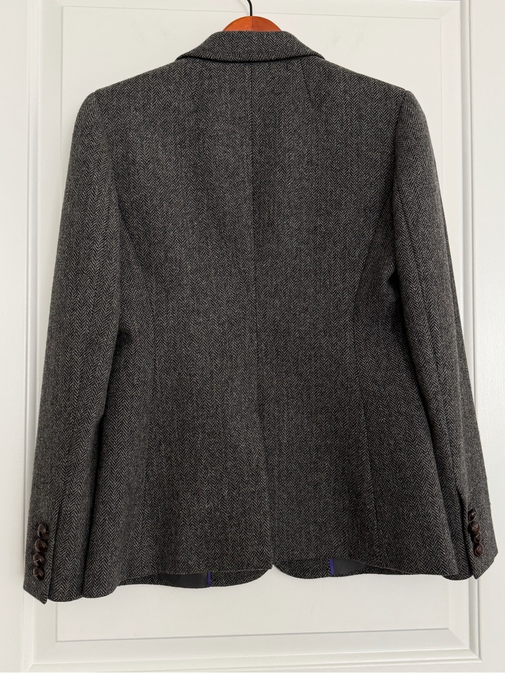J. Crew 100% Wool Hack ing Blazer in Gray Herringbone Size 6 Preppy Academia - Picture 3 of 15